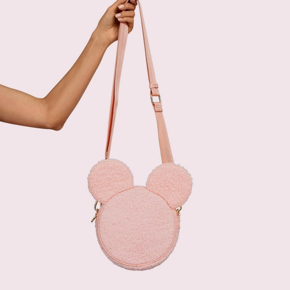 Stoney Clover Lane Pink Shearling Mickey Ear Disney Crossbody Bag